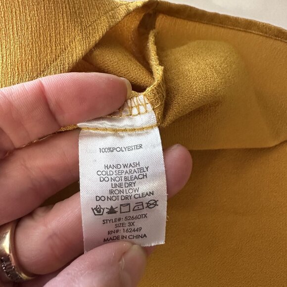 Milk & Honey Womens Blouse Mustard Yellow Ruffle Sleeve Shirt 3X Career Top - Picture 7 of 7